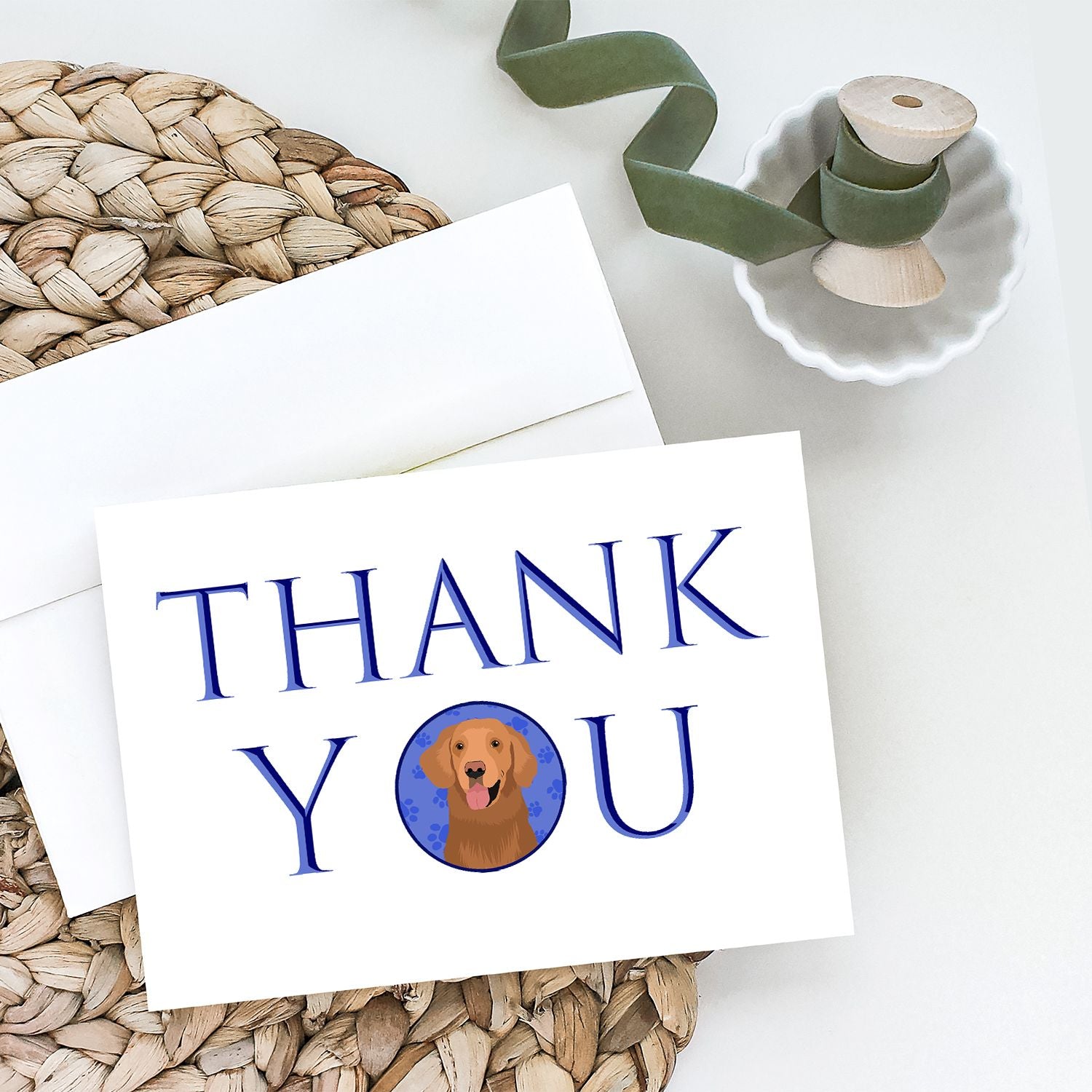 Golden Retriever Red #1 Thank You Greeting Cards Pack of 8 Blank Cards with Envelopes Whimsical A7 Size 5x7 Blank Note Cards