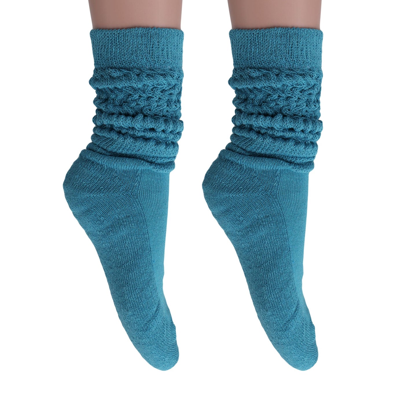 Women's Extra Long Slouch Scrunch Socks Knee High, Cotton Blend, Pack of 2, Fits Shoe Sizes 5-10, 80s Style, 28 Colors