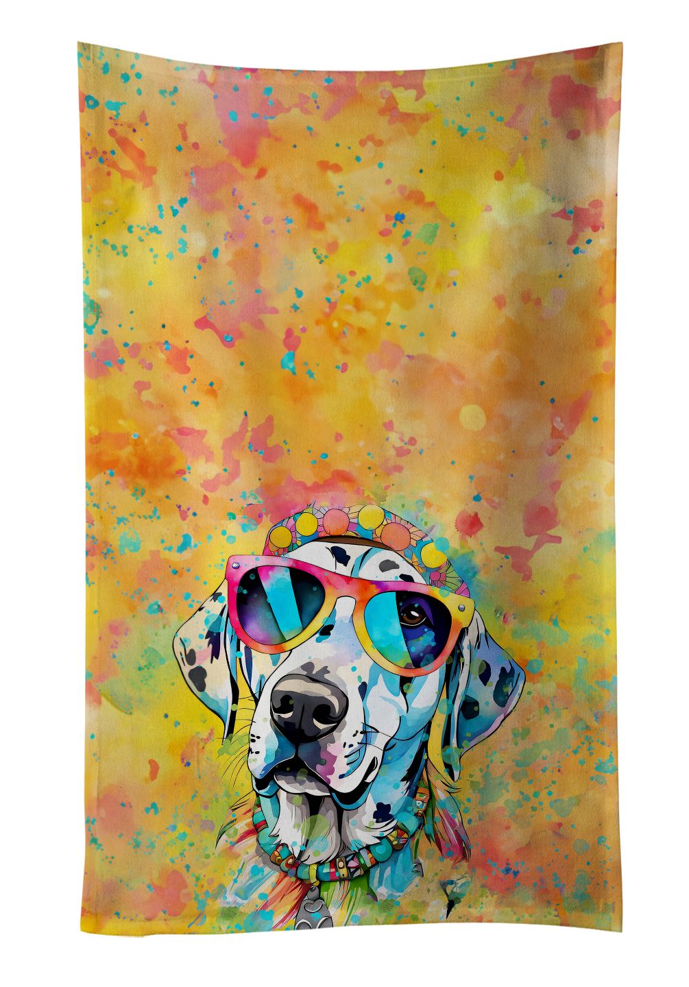 Dalmatian Hippie Dawg Kitchen Towel Dish Cloths Guest Hand Towel Decorative Bathroom Towel for Face,Tea, Dishcloth, Kitchen and Bath