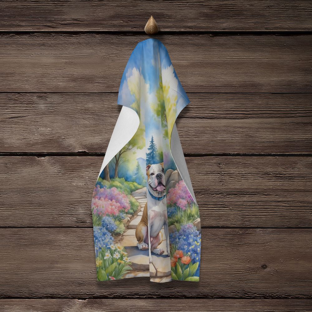 American Bulldog Spring Garden Kitchen Towel Dish Cloths Guest Hand Towel Decorative Bathroom Towel for Face,Tea, Dishcloth, Kitchen and Bath