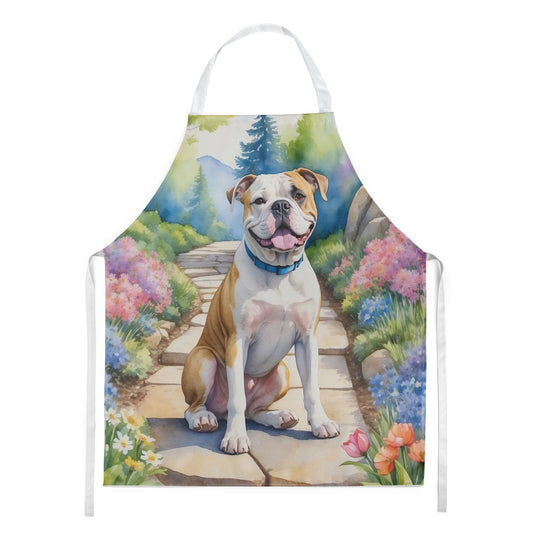 American Bulldog Spring Garden Apron Cooking Kitchen Server Baking Crafts Gardening for Adult Women Men, Unisex, Large, Multicolor