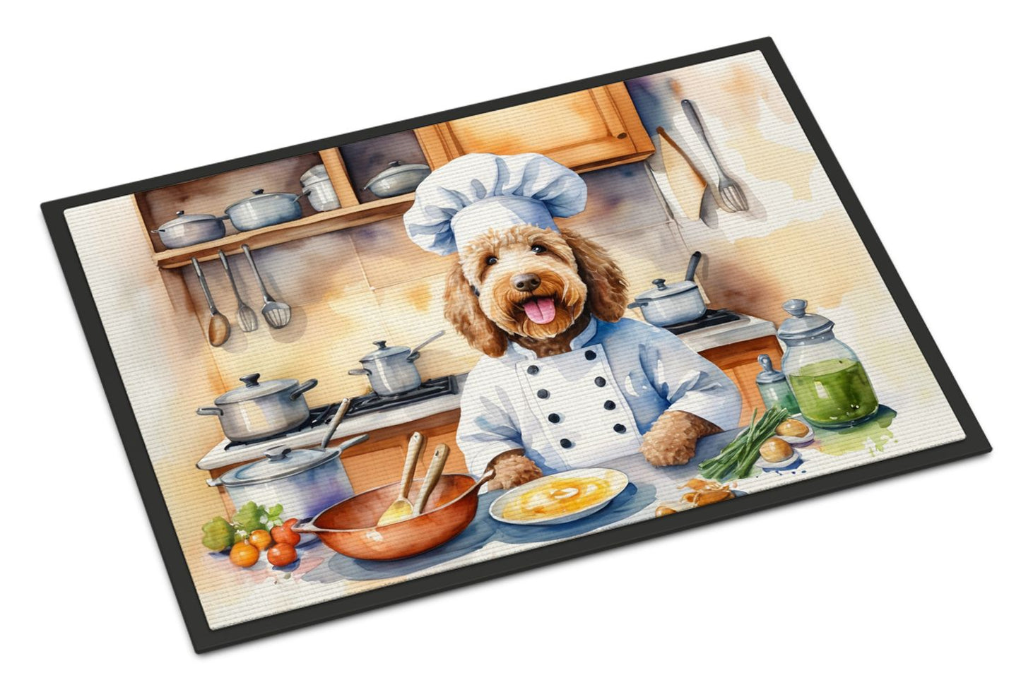 NEW Labradoodle The Chef Doormat Front Door Mat Indoor Outdoor Rugs for Entryway, Non Slip Washable Low Pile, 18H X 27W