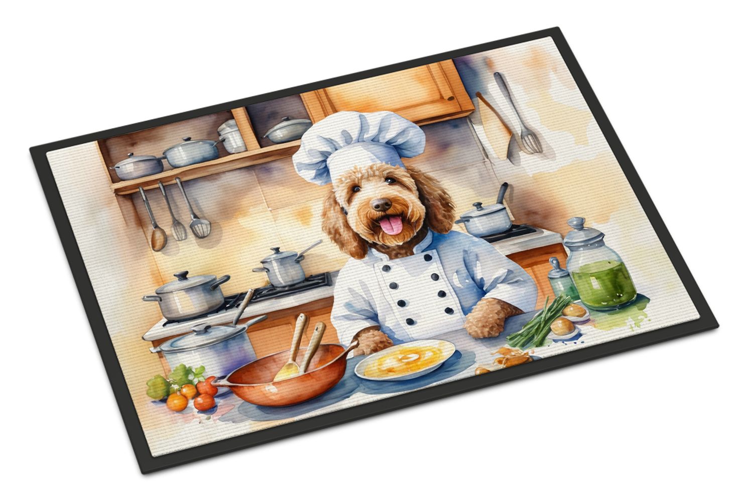 NEW Labradoodle The Chef Doormat Front Door Mat Indoor Outdoor Rugs for Entryway, Non Slip Washable Low Pile, 18H X 27W