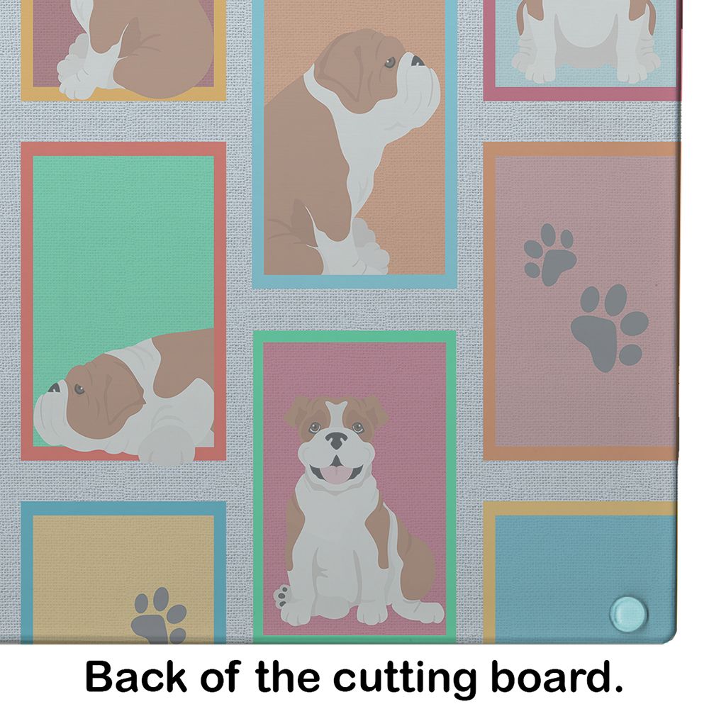 NEW Lots of Red and White English Bulldog Glass Cutting Board Decorative Tempered Glass Kitchen Cutting and Serving Board Large Size Chopping Board