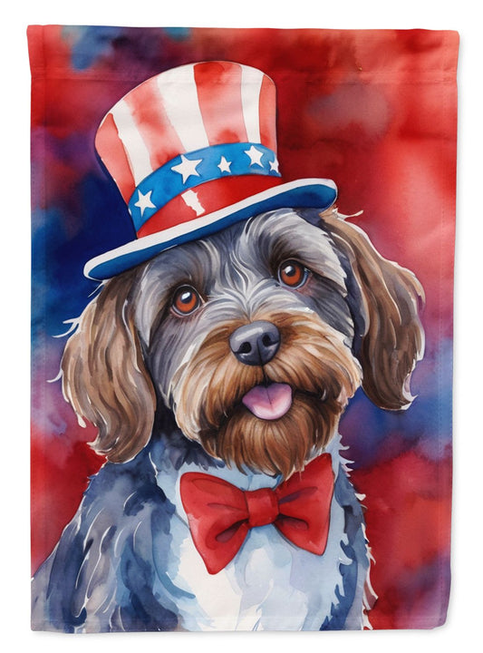 Wirehaired Pointing Griffon Patriotic American House Flag Large Porch Sleeve Pole Decorative Outside Yard Banner Artwork Wall Hanging, Polyester, House Size, Multicolor