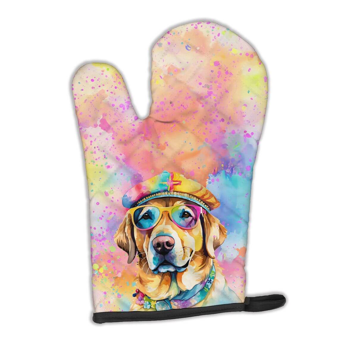 Yellow Labrador Hippie Dawg Oven Mitt Heat Resistant Thick Oven Mitt for Hot Pans and Oven, Kitchen Mitt Protect Hands, Cooking Baking Glove