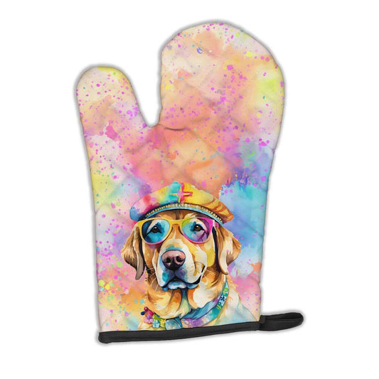 Yellow Labrador Hippie Dawg Oven Mitt Heat Resistant Thick Oven Mitt for Hot Pans and Oven, Kitchen Mitt Protect Hands, Cooking Baking Glove
