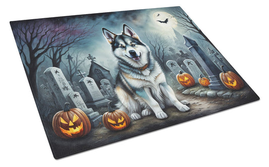 NEW Alaskan Malamute Spooky Halloween Glass Cutting Board Decorative Tempered Glass Kitchen Cutting and Serving Board Large Size Chopping Board