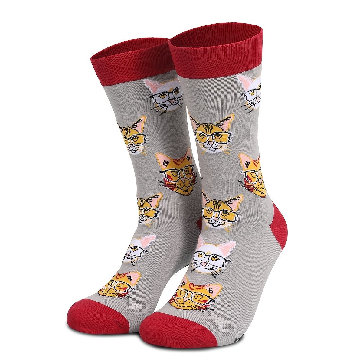 Funny Unisex Cat Print Socks - Perfect Christmas Gift for Men and Women