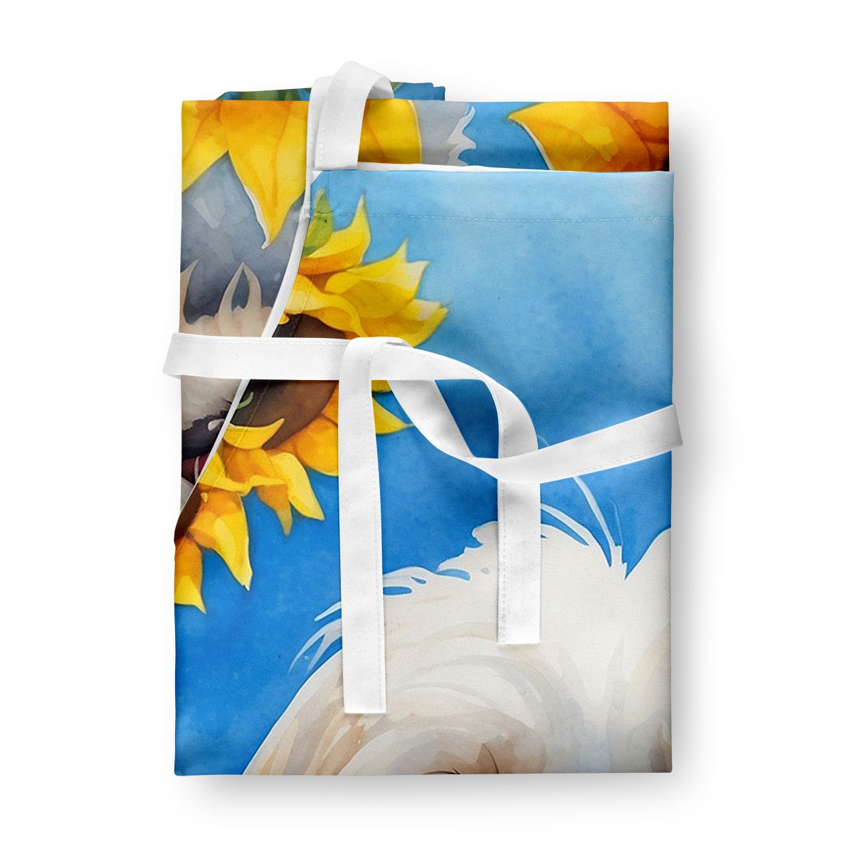 Maltese in Sunflowers Apron Cooking Kitchen Server Baking Crafts Gardening for Adult Women Men, Unisex, Large, Multicolor