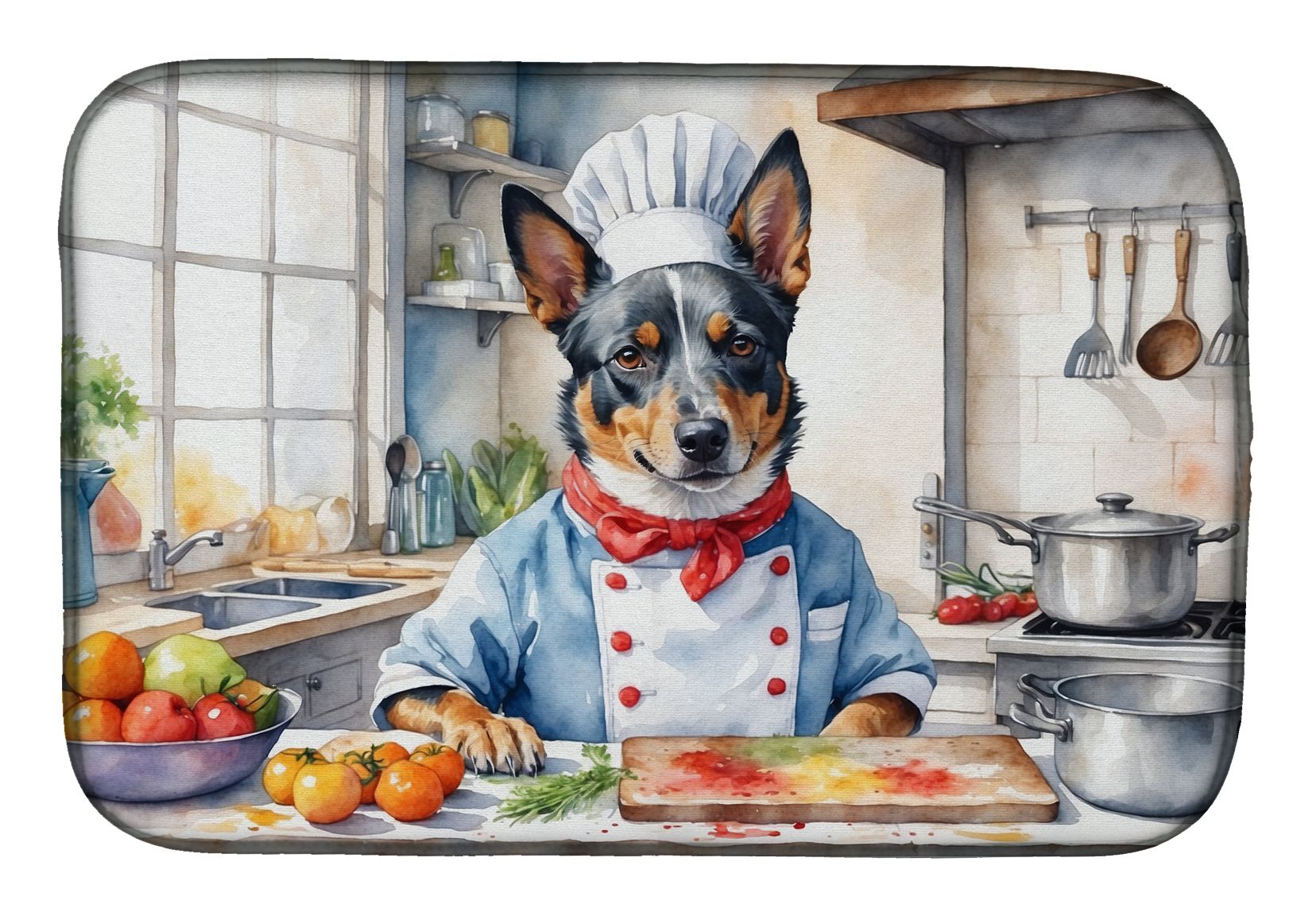Australian Cattle Dog The Chef Dish Drying Mat Absorbent Dish Drying Mat Pad for Kitchen Counter Dish Drainer Mat for Countertop, 14 x 21", Multicolor