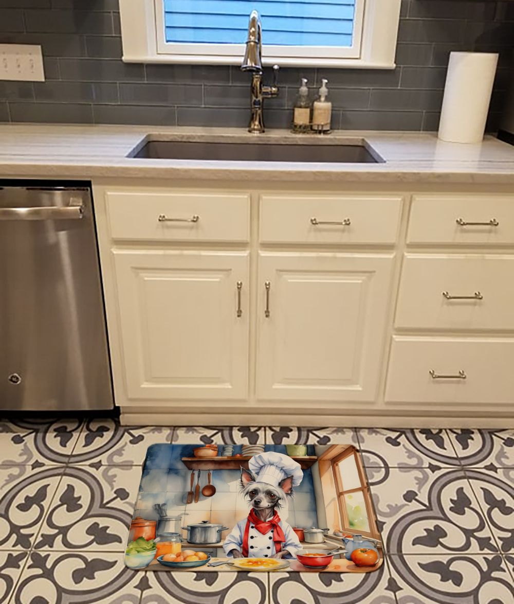 Chinese Crested The Chef Memory Foam Kitchen Mat Machine Washable Anti-Fatigue Mat Cushion Comfort Bath Mat or Kitchen Rug