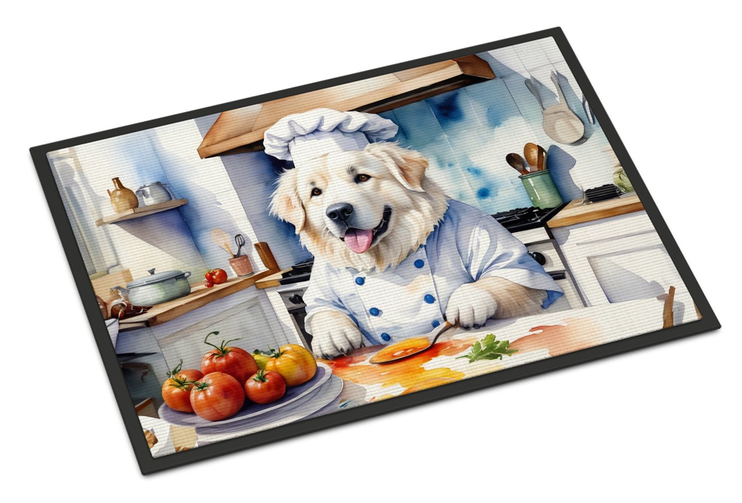 Great Pyrenees The Chef Doormat Front Door Mat Indoor Outdoor Rugs for Entryway, Non Slip Washable Low Pile, 24H X 36W