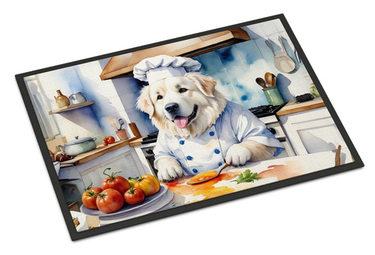 Great Pyrenees The Chef Doormat Front Door Mat Indoor Outdoor Rugs for Entryway, Non Slip Washable Low Pile, 24H X 36W