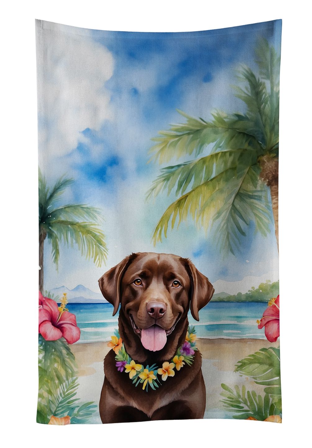 Chocolate Labrador Retriever Luau Kitchen Towel Dish Cloths Guest Hand Towel Decorative Bathroom Towel for Face,Tea, Dishcloth, Kitchen and Bath