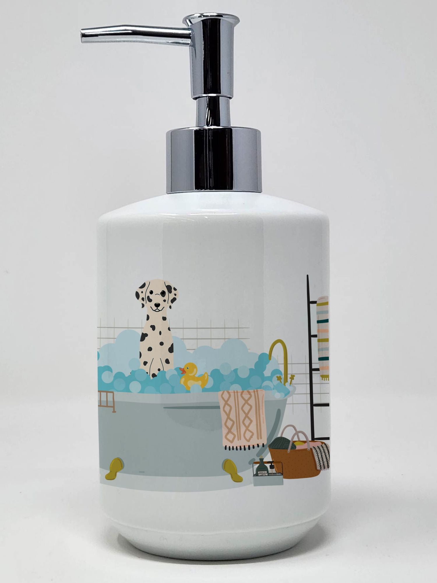 Dalmatian in Bathtub Ceramic Soap Dispenser Hand Soap Dispenser Pump Bottles for Bathroom Kitchen, Empty Refillable Liquid Soap Container