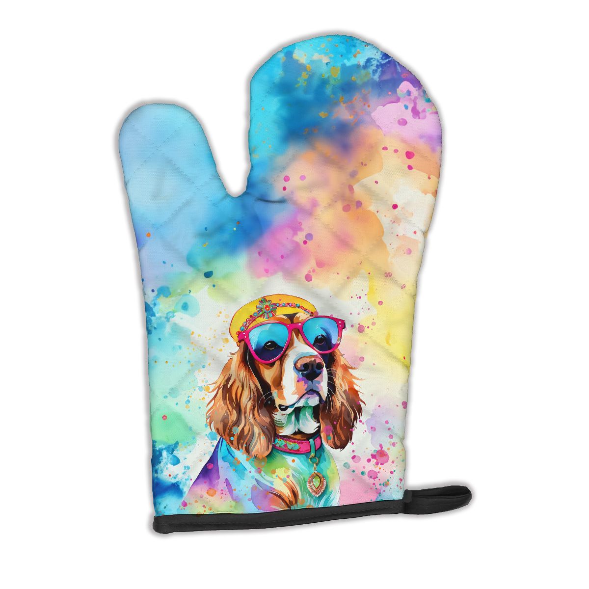 Cavalier Spaniel Hippie Dawg Oven Mitt Heat Resistant Thick Oven Mitt for Hot Pans and Oven, Kitchen Mitt Protect Hands, Cooking Baking Glove