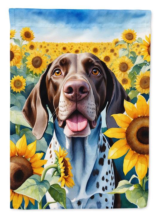 German Shorthaired Pointer in Sunflowers Garden Flag Mailbox Flag Decorative Yard Flag Banner Outside Patio Artwork Yard Flower Beds, Garden Size, Multicolor