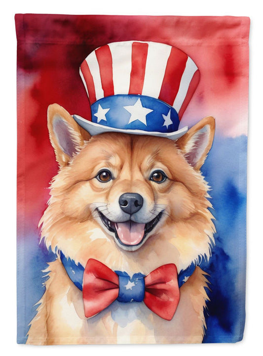 Finnish Spitz Patriotic American House Flag Large Porch Sleeve Pole Decorative Outside Yard Banner Artwork Wall Hanging, Polyester, House Size, Multicolor