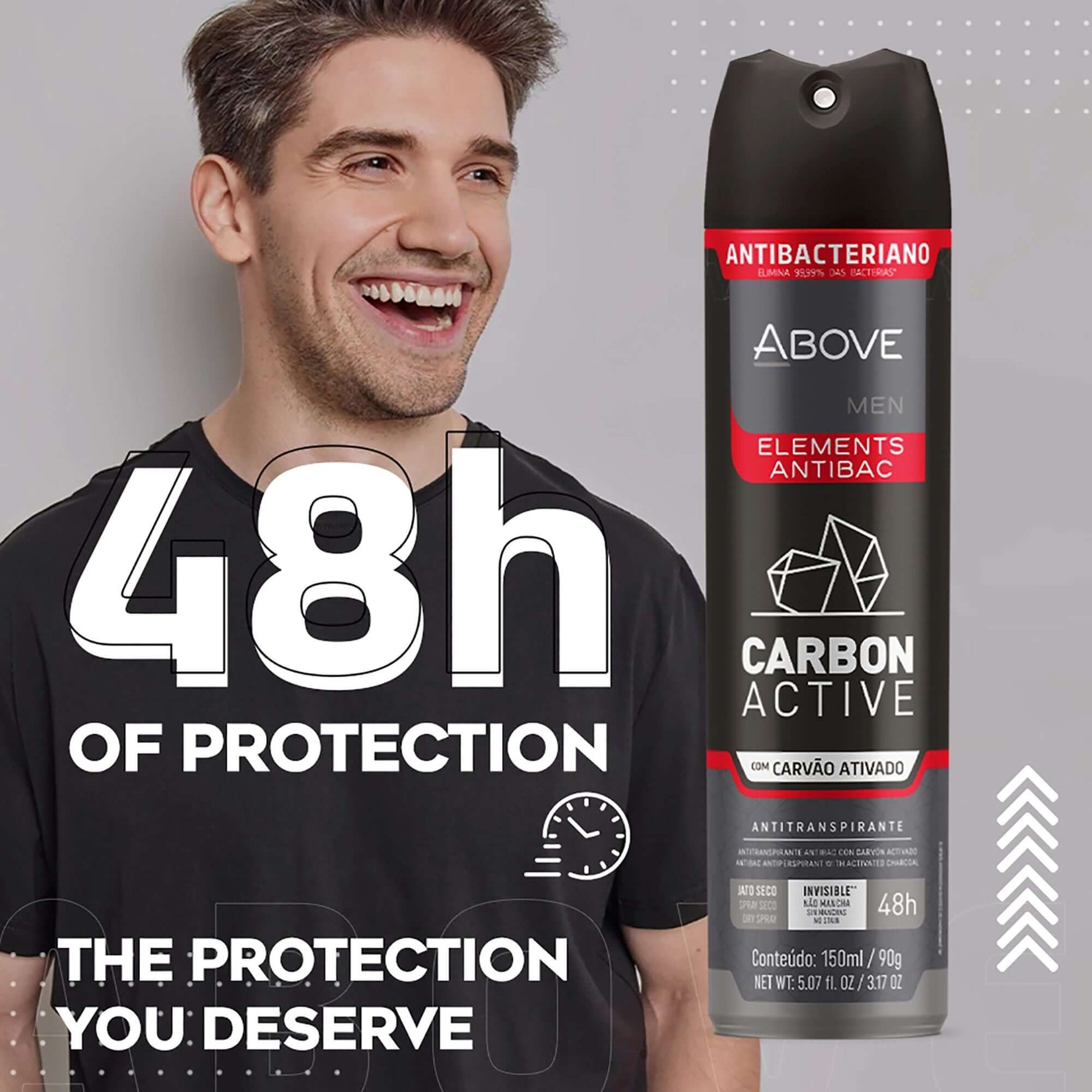 ABOVE Carbon Active - 48 Hours Elements Antiperspirant Deodorant Spray for Men - Mint, Mandarin, and Orange - Protects Against Sweat and Body Odor - Stain, Cruelty, and Alcohol Free - 3.17 oz