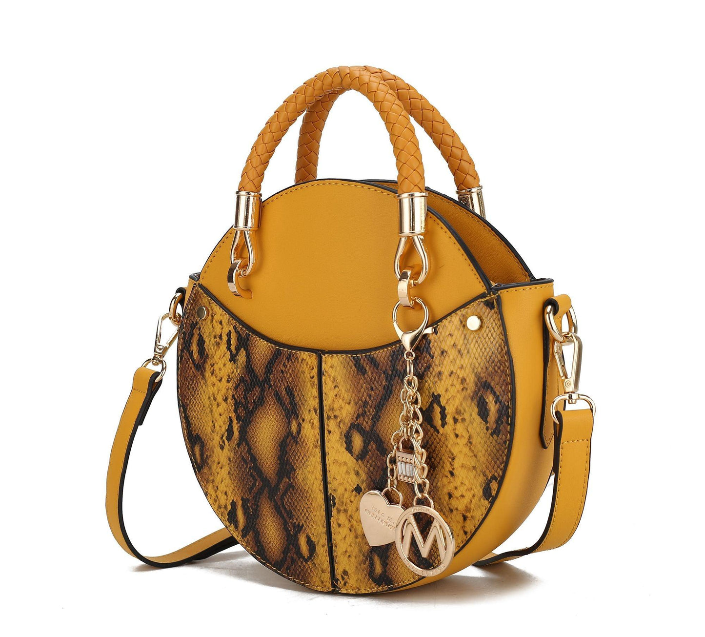 MKF Collection Camille Faux Snakeskin Vegan Leather Women Round Crossbody Bag by Mia K