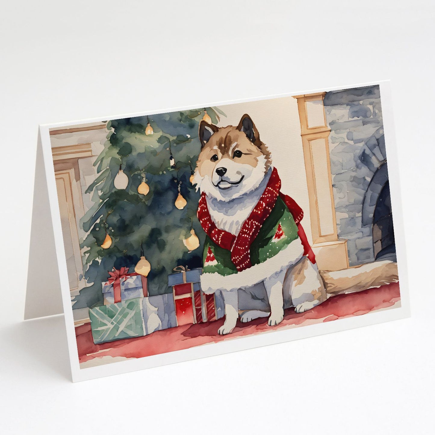 Akita Christmas Greeting Cards Pack of 8 Blank Cards with Envelopes Whimsical A7 Size 5x7 Blank Note Cards
