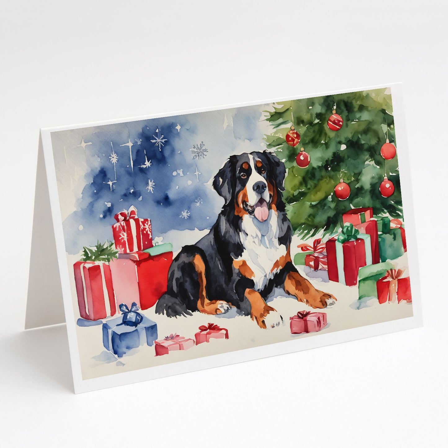 Bernese Mountain Dog Christmas Greeting Cards Pack of 8 Blank Cards with Envelopes Whimsical A7 Size 5x7 Blank Note Cards