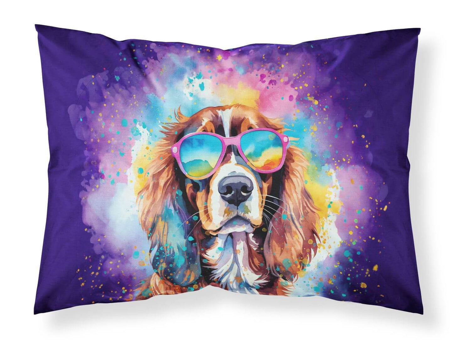 Cavalier Spaniel Hippie Dawg Standard Pillowcase Lightweight Super Soft Easy Care Decorative Artwork Pillowcase, Standard