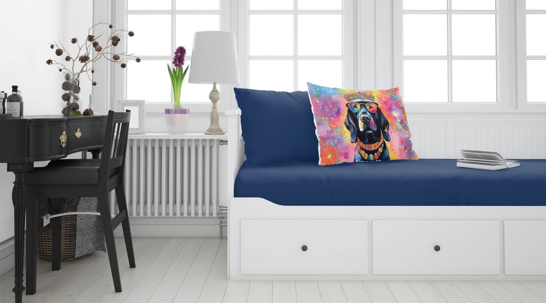 Black Labrador Hippie Dawg Standard Pillowcase Lightweight Super Soft Easy Care Decorative Artwork Pillowcase, Standard