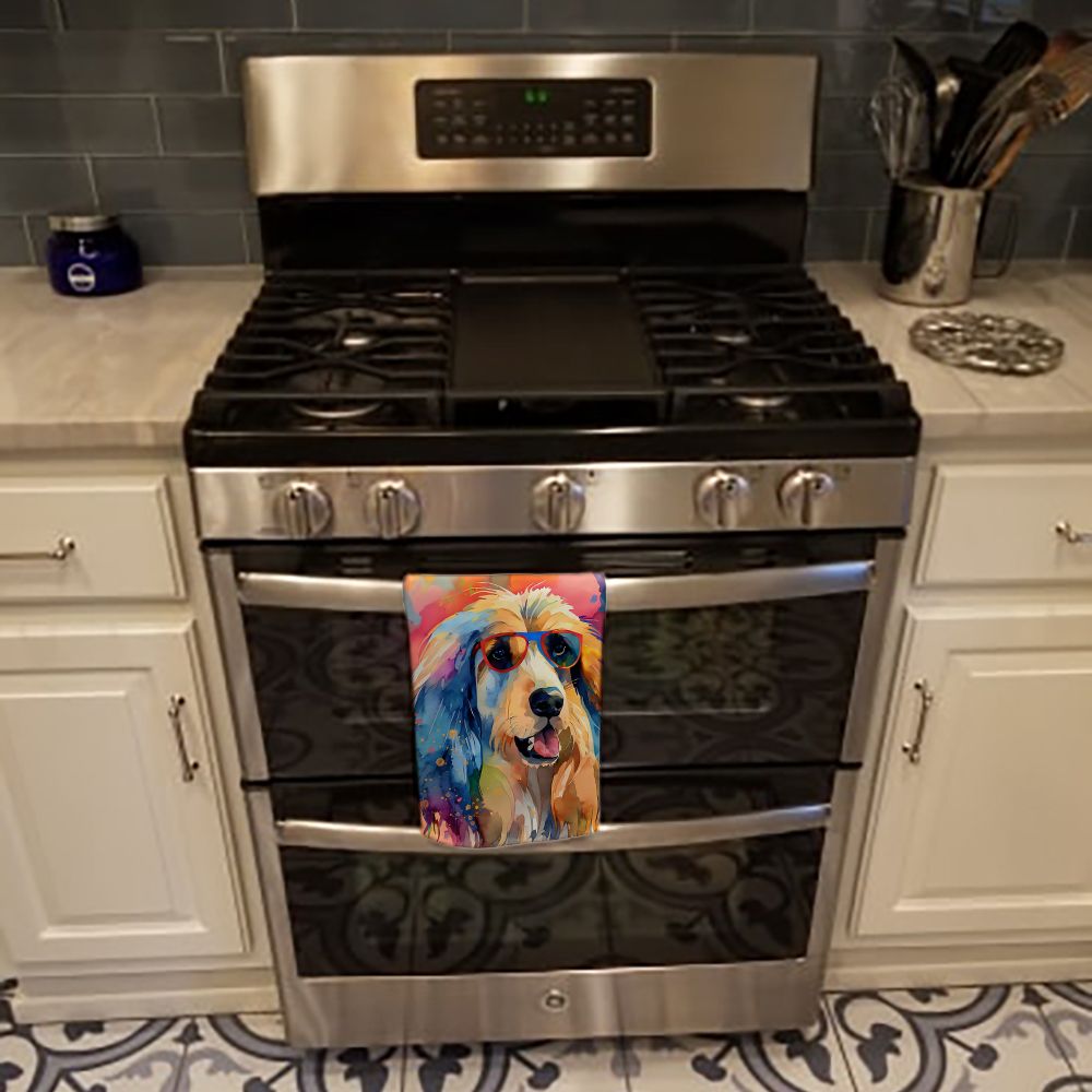 Afghan Hound Hippie Dawg Kitchen Towel Dish Cloths Guest Hand Towel Decorative Bathroom Towel for Face,Tea, Dishcloth, Kitchen and Bath
