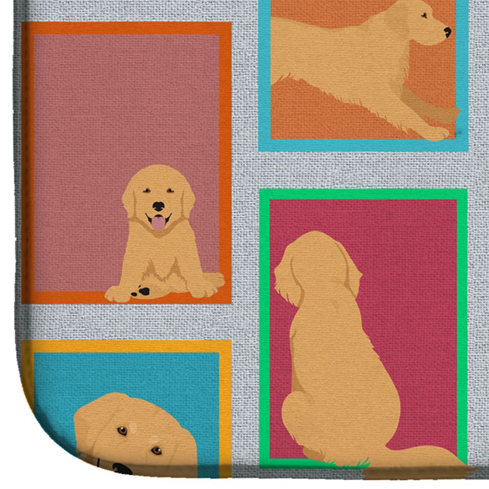 Lots of Golden Retriever Dish Drying Mat Absorbent Dish Drying Mat Pad for Kitchen Counter Dish Drainer Mat for Countertop, 14 x 21", Multicolor