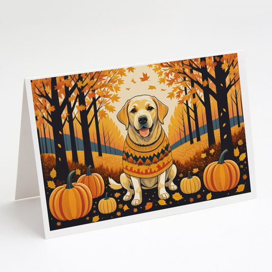 Yellow Labrador Retriever Fall Greeting Cards Pack of 8 Blank Cards with Envelopes Whimsical A7 Size 5x7 Blank Note Cards