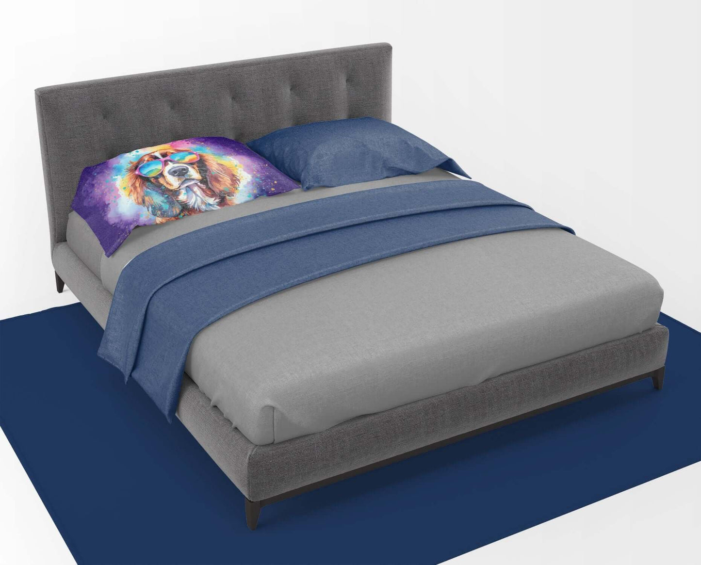Cavalier Spaniel Hippie Dawg Standard Pillowcase Lightweight Super Soft Easy Care Decorative Artwork Pillowcase, Standard
