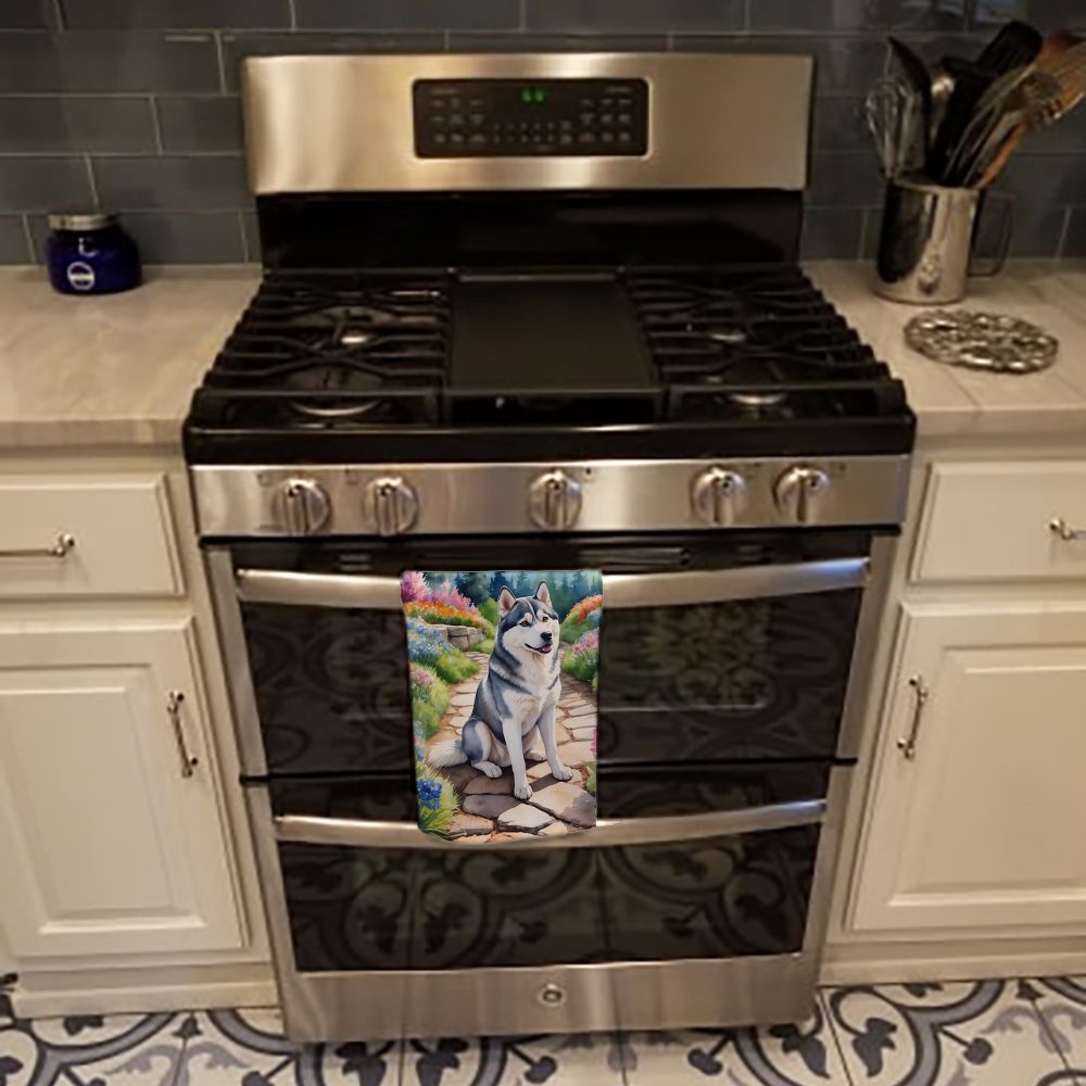 Siberian Husky Spring Path Kitchen Towel Dish Cloths Guest Hand Towel Decorative Bathroom Towel for Face,Tea, Dishcloth, Kitchen and Bath