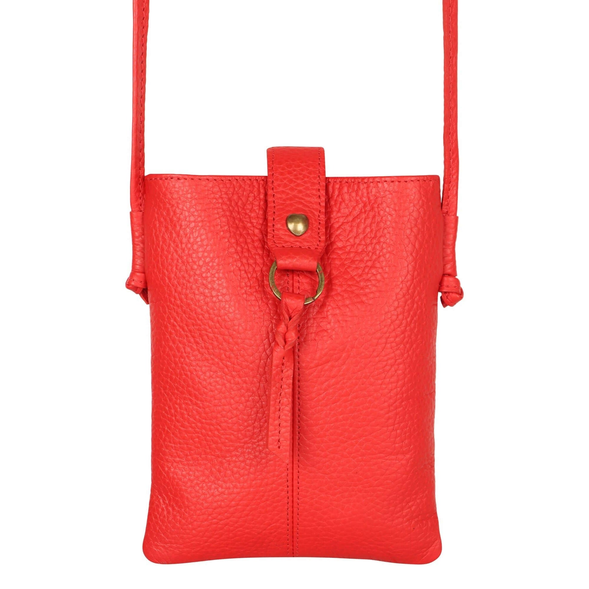 Jennie Small crossbody bag w/ slim strap closure & tassel - Vibrant Red