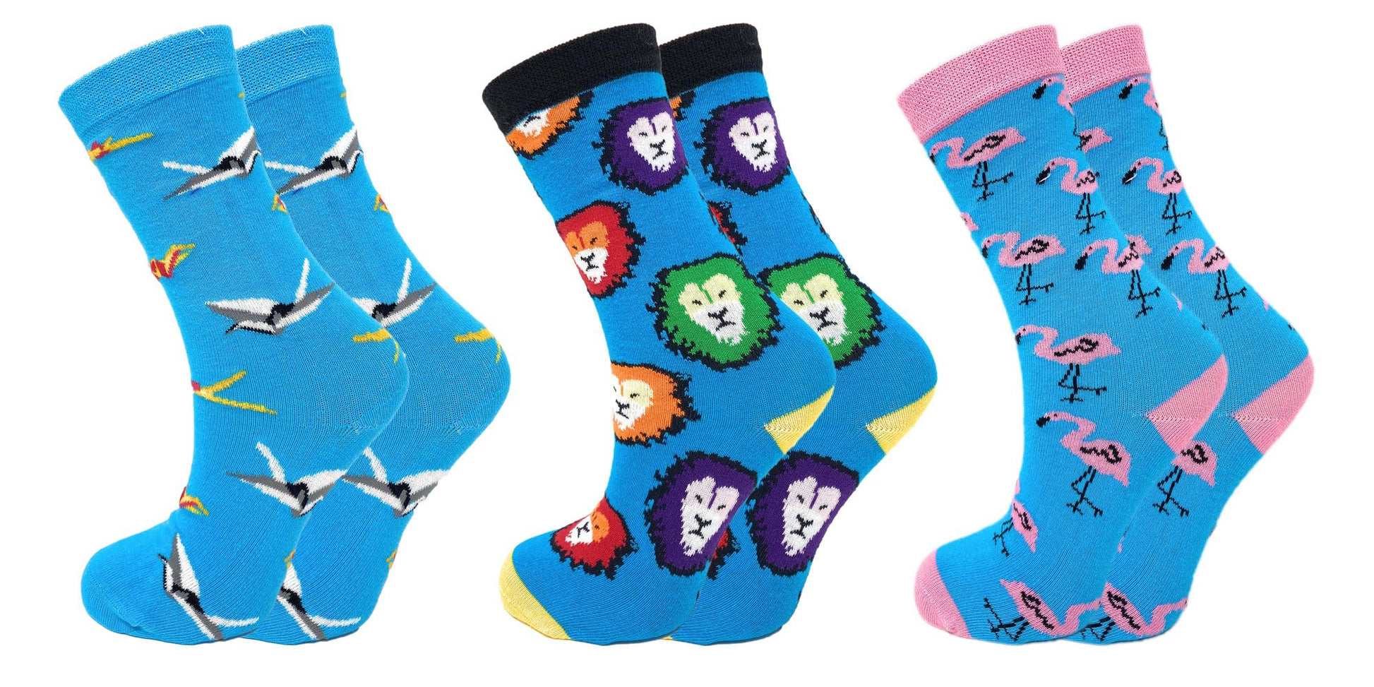 Colorful Funny Socks Novelty Crazy Cotton Crew Dress Socks 6 Pairs