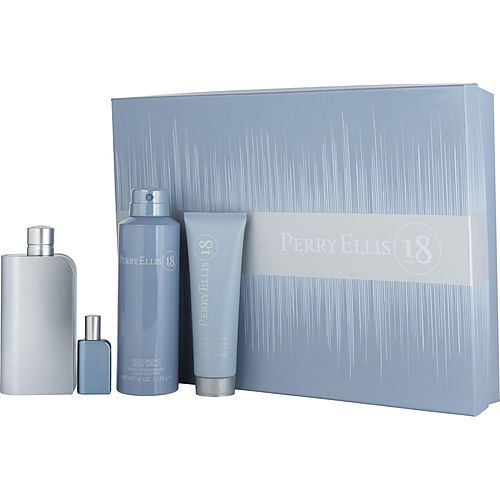 PERRY ELLIS 18 by Perry Ellis EDT SPRAY 3.4 OZ & HAIR & BODY WASH 3 OZ & BODY SPRAY 6.0 OZ & EDT SPRAY 0.25 OZ MINI