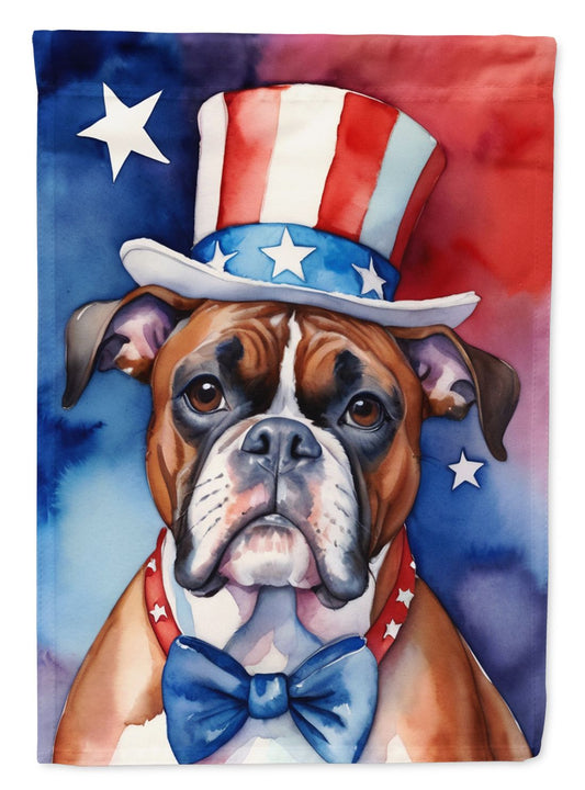 Boxer Patriotic American House Flag Large Porch Sleeve Pole Decorative Outside Yard Banner Artwork Wall Hanging, Polyester, House Size, Multicolor