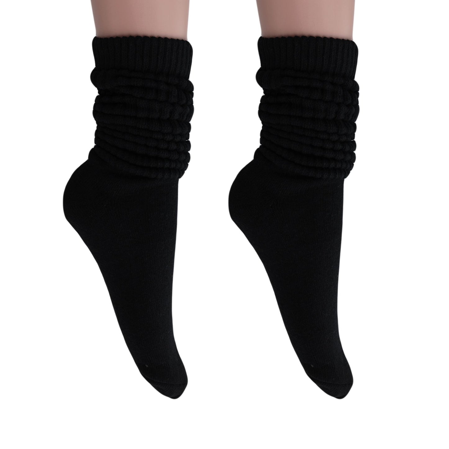 Women's Extra Long Slouch Scrunch Socks Knee High, Cotton Blend, Pack of 2, Fits Shoe Sizes 5-10, 80s Style, 28 Colors