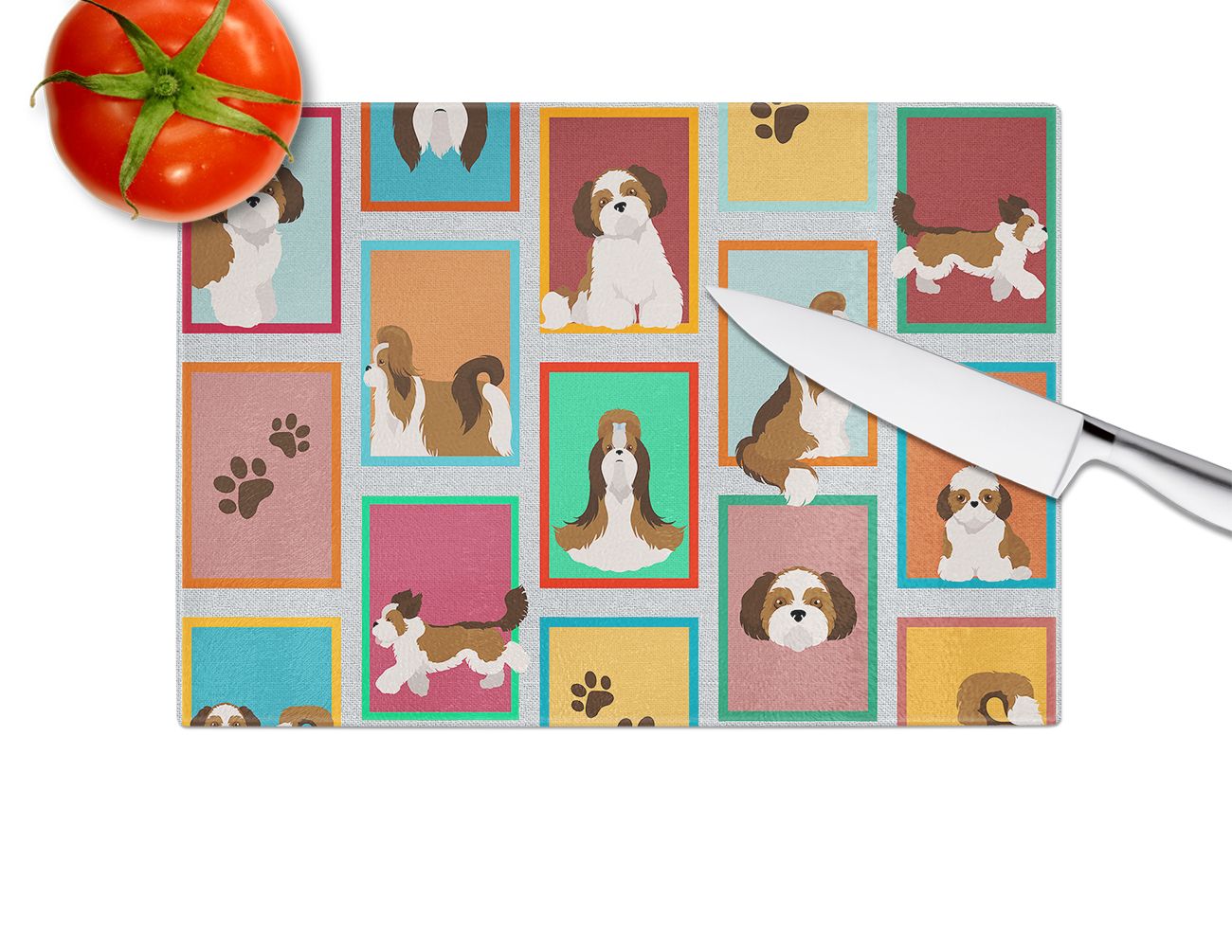 NEW Lots of Shih Tzu Glass Cutting Board Decorative Tempered Glass Kitchen Cutting and Serving Board Large Size Chopping Board