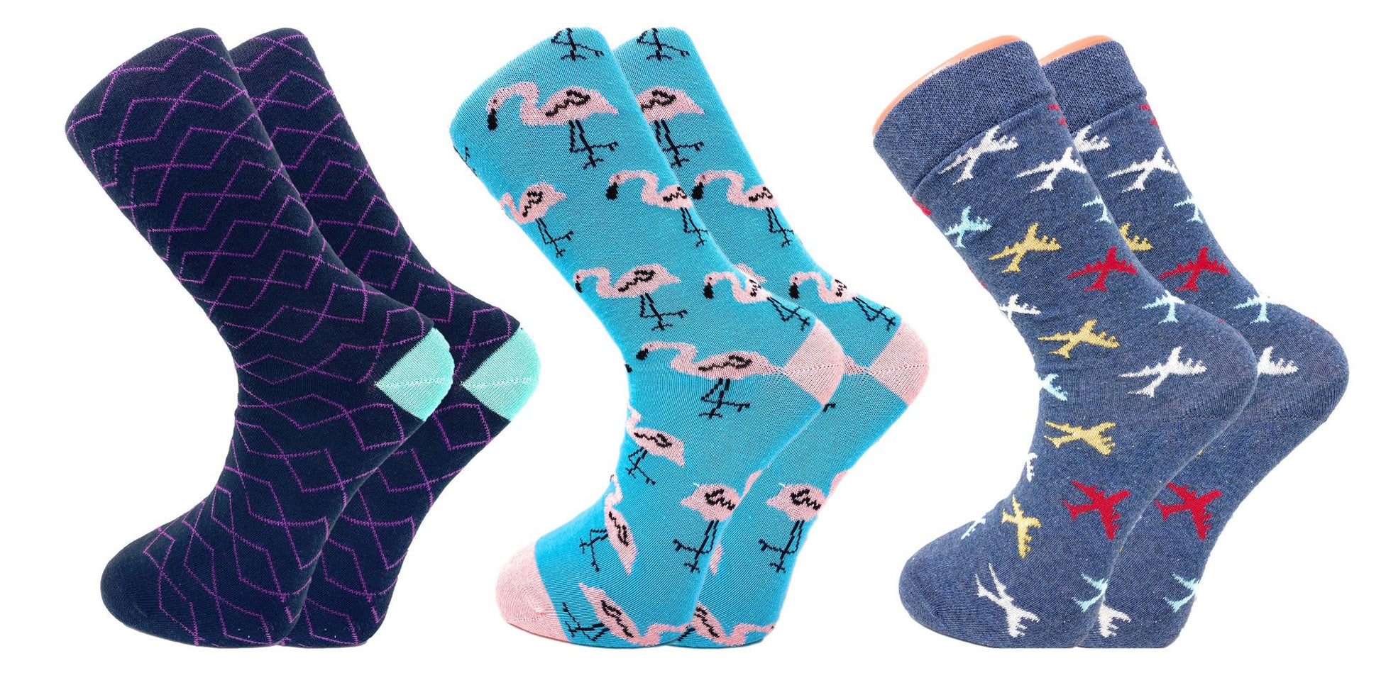 Colorful Funny Socks Novelty Crazy Cotton Crew Dress Socks 6 Pairs