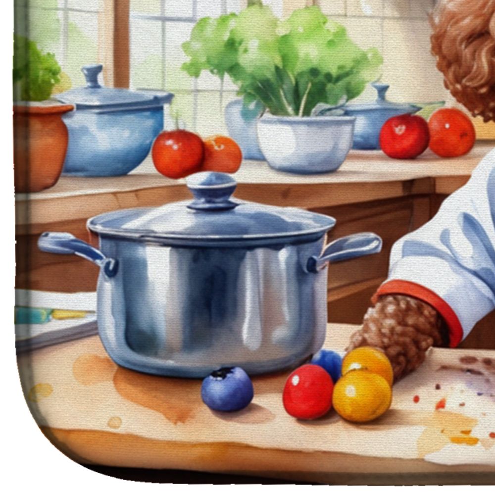 Chocolate Poodle The Chef Dish Drying Mat Absorbent Dish Drying Mat Pad for Kitchen Counter Dish Drainer Mat for Countertop, 14 x 21", Multicolor