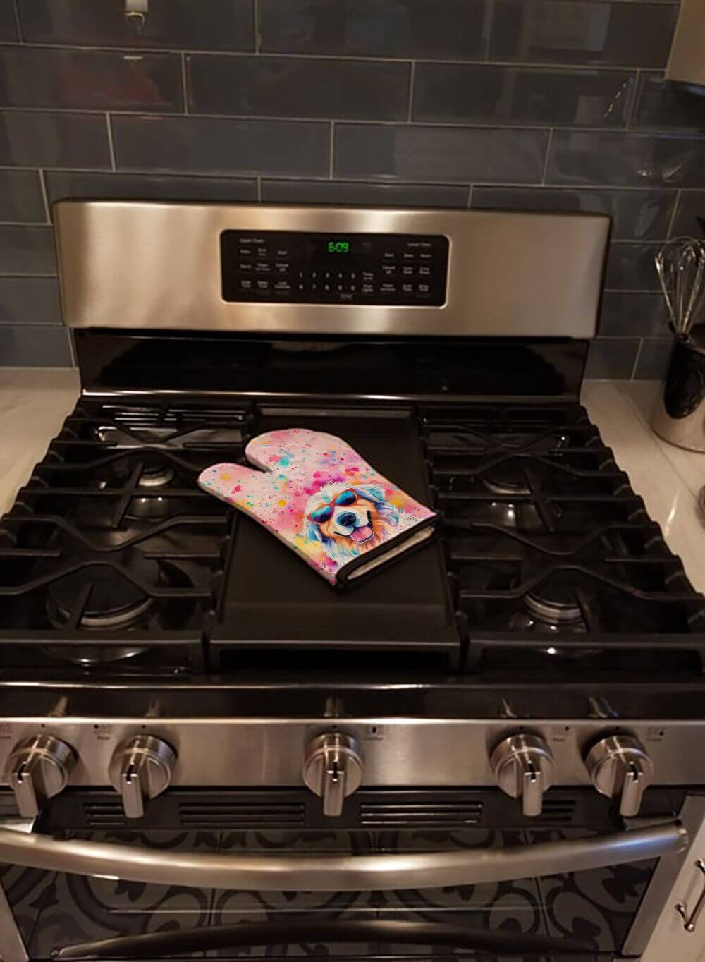 Great Pyrenees Hippie Dawg Oven Mitt Heat Resistant Thick Oven Mitt for Hot Pans and Oven, Kitchen Mitt Protect Hands, Cooking Baking Glove