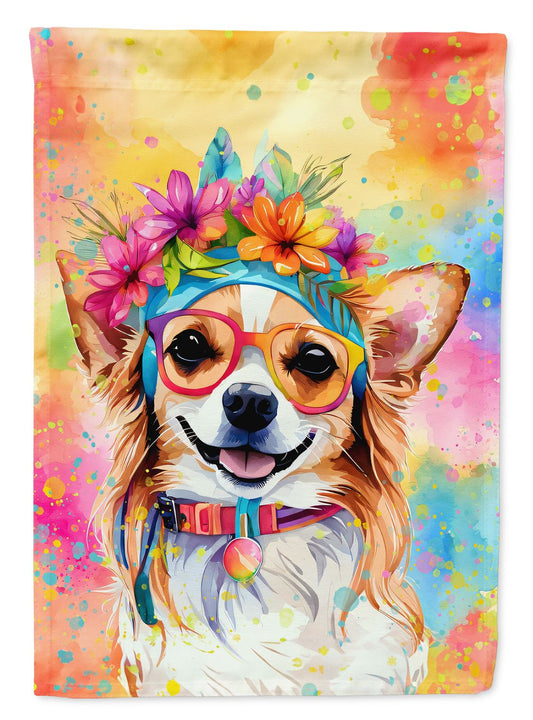 Chihuahua Hippie Dawg Garden Flag Mailbox Flag Decorative Yard Flag Banner Outside Patio Artwork Yard Flower Beds, Garden Size, Multicolor