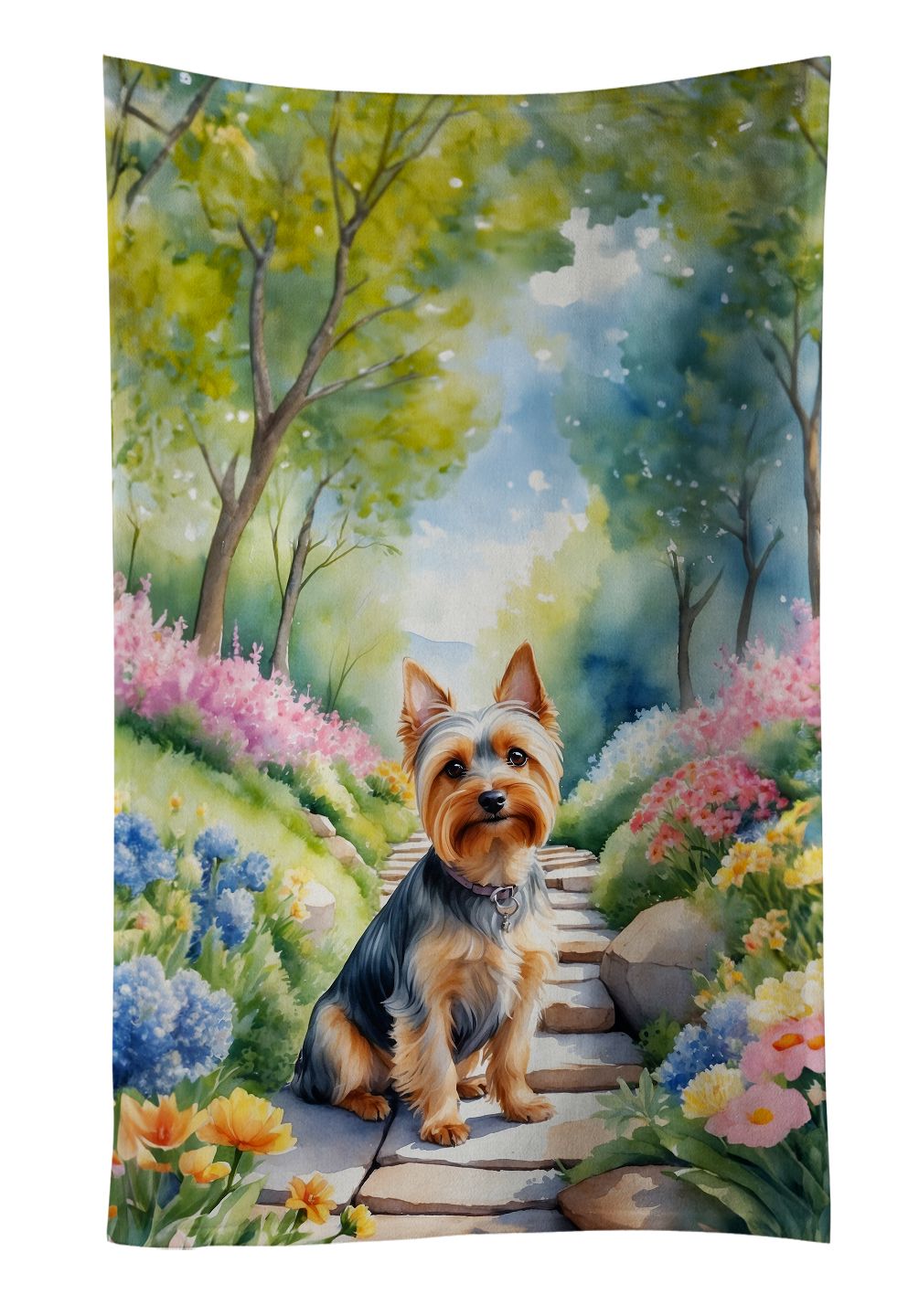 Silky Terrier Spring Path Kitchen Towel Dish Cloths Guest Hand Towel Decorative Bathroom Towel for Face,Tea, Dishcloth, Kitchen and Bath