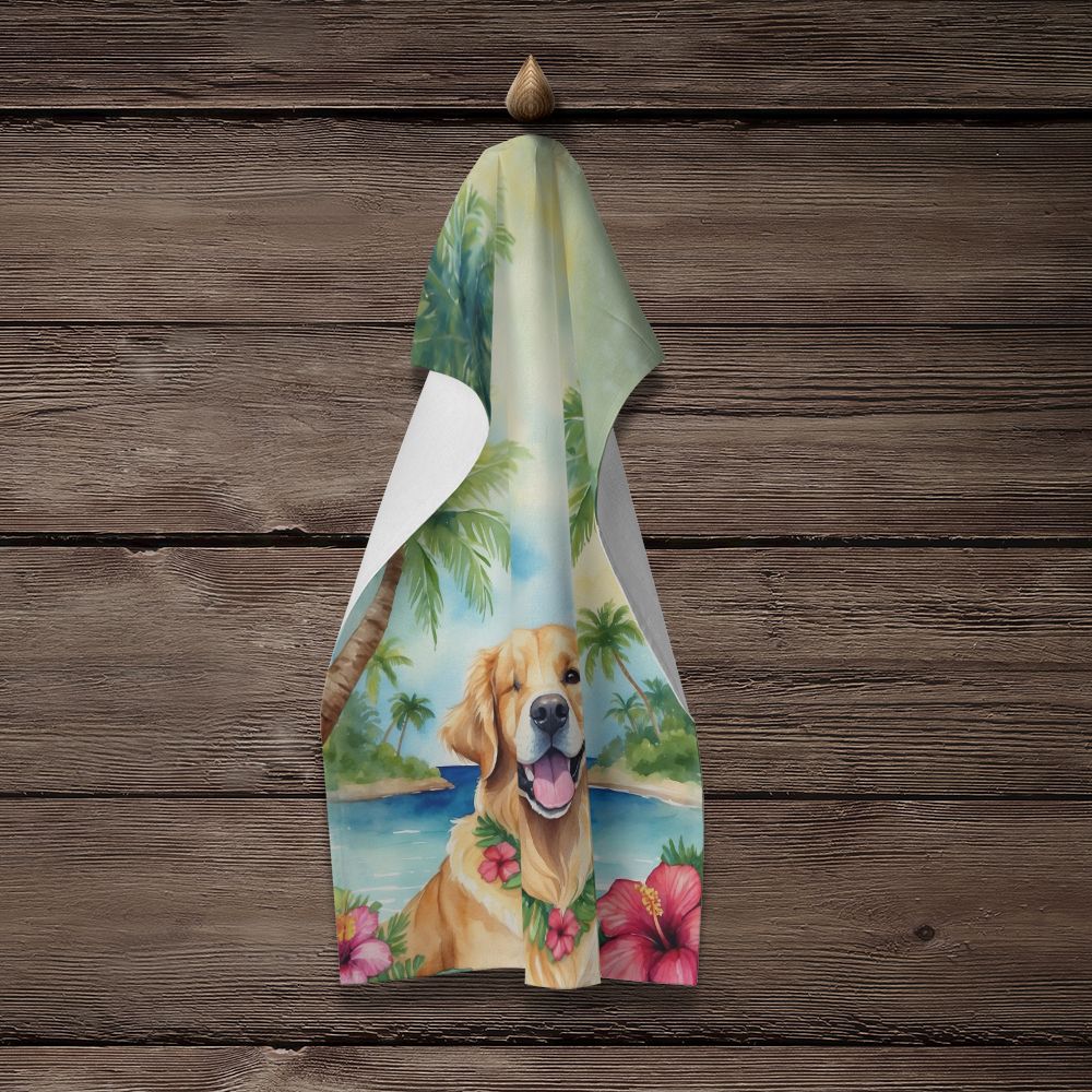 Golden Retriever Luau Kitchen Towel Dish Cloths Guest Hand Towel Decorative Bathroom Towel for Face,Tea, Dishcloth, Kitchen and Bath