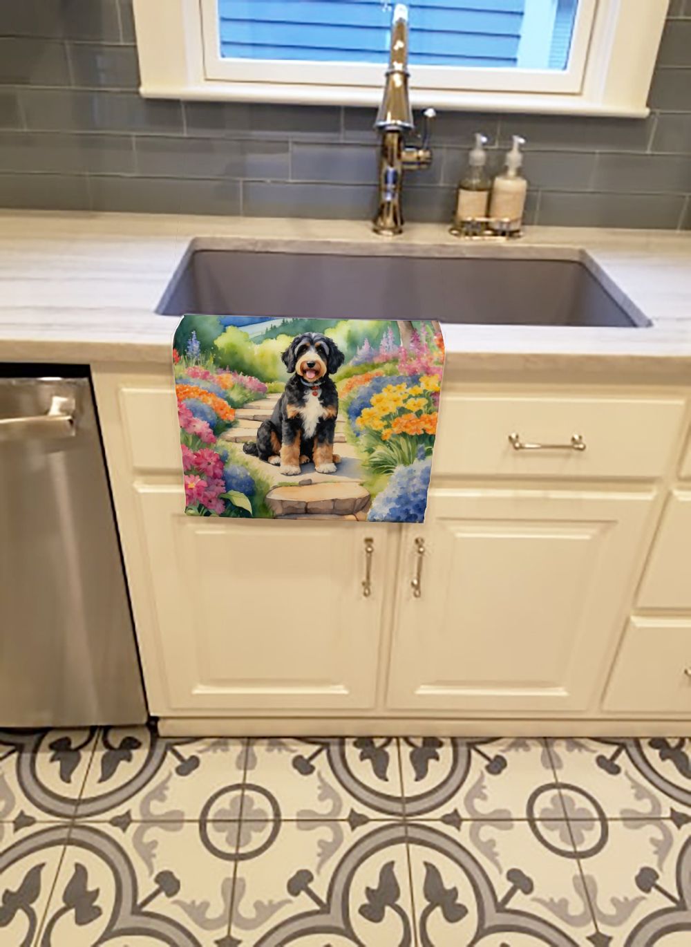 Bernedoodle Spring Path Kitchen Towel Dish Cloths Guest Hand Towel Decorative Bathroom Towel for Face,Tea, Dishcloth, Kitchen and Bath