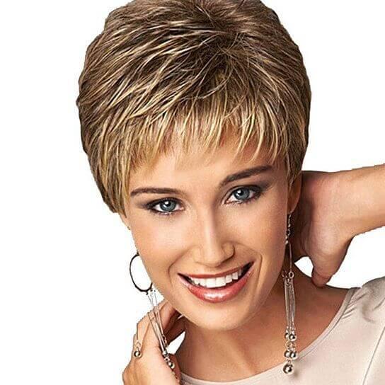Women Fashion Short Haircut Shag Short Curly Ombre Wig with Cap Party Club - Clothes For Her Online Store