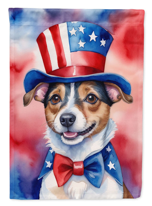 Jack Russell Terrier Patriotic American House Flag Large Porch Sleeve Pole Decorative Outside Yard Banner Artwork Wall Hanging, Polyester, House Size, Multicolor