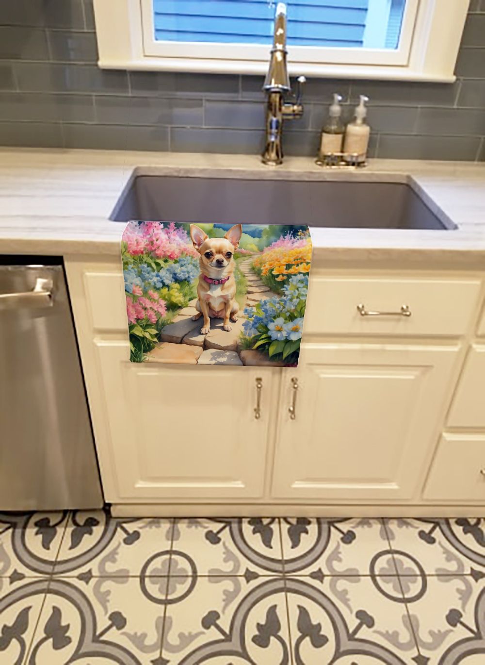 Chihuahua Spring Path Kitchen Towel Dish Cloths Guest Hand Towel Decorative Bathroom Towel for Face,Tea, Dishcloth, Kitchen and Bath